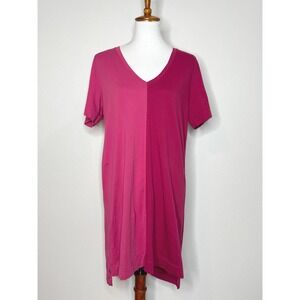SUMMERSALT Tee Shirt Midi Dress MED Colorblock Pinks SS Beach Swim Cover Up
